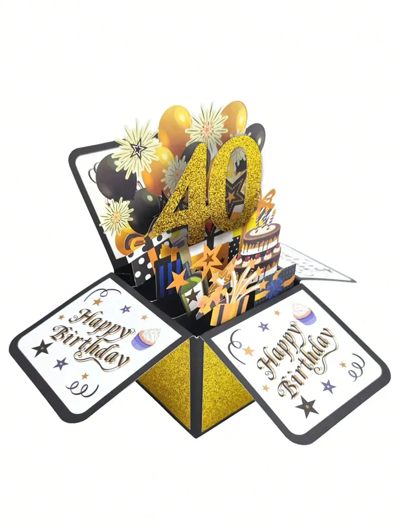1PC, 18/30/40th Happy Birthday Pop-up Tape Note and Envelope 3D Pop-up Birthday Cards, Small Business Supplies greeting cards