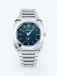 Men's Luxury Octagon Dial Stainless Steel Minimalist Wristwatch (Blue)