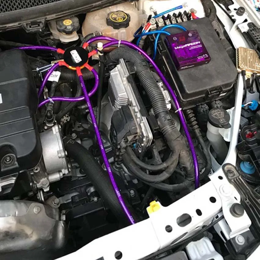 Kit Cavi Di Messa A Terra Auto Universale 5 Punti: Fili Di Rame Per Migliorare Accensione E Risparmio Carburante - Blu (100cm/80cm/60cm) - 2
