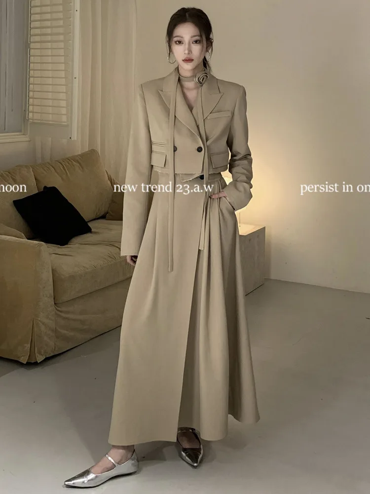 BJTZ Vintage Temperament Fashion Long-sleeved Short Suit Jacket Female Pleated Skirt Two-piece Set Female 2025 New Model 3