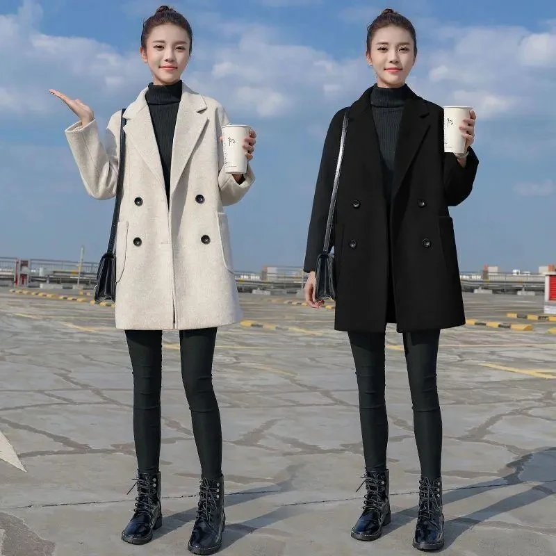Fashion Woolen Coat Women's Long Section 2024 Autumn And Winter New Korean Version Of Loose Hepburn Wind Cocoon Loose Woolen Coa