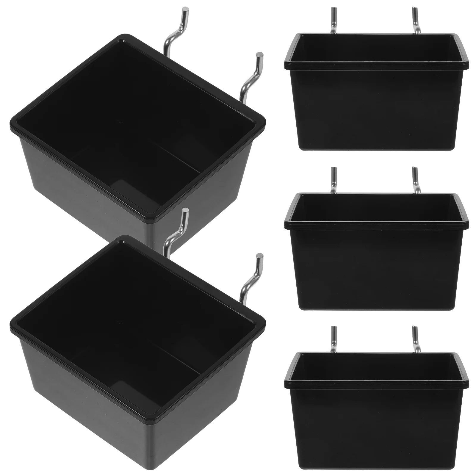 5 Pcs Storage Cubes with Lid Parts Box Peg Board Organizer Accessories Utility Bins Pegboard Basket Black Drawers