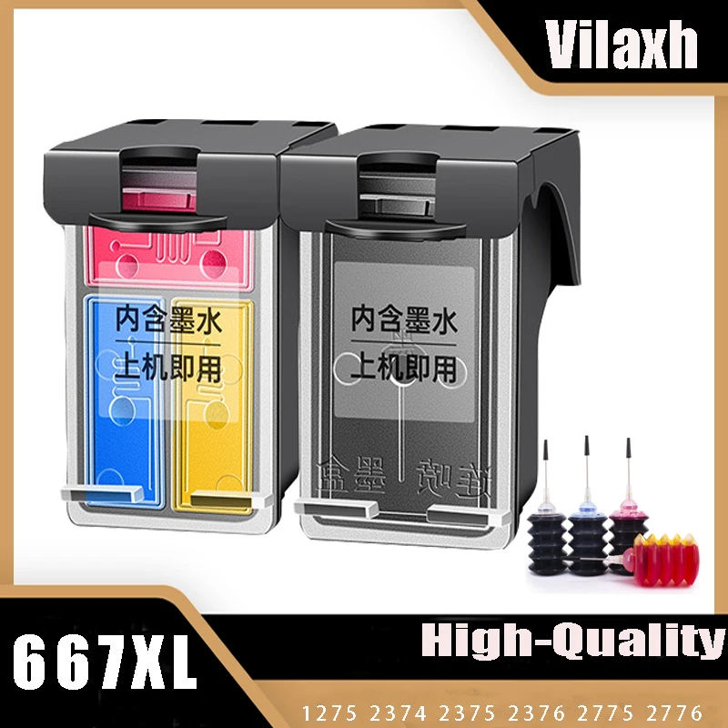 

Комплект чернил для заправки Vilaxh 667XL, совместимый с картриджем чернил HP 667 hp667, преимущество чернил Deskjet 1275/2374/2375/2376/2775/2776