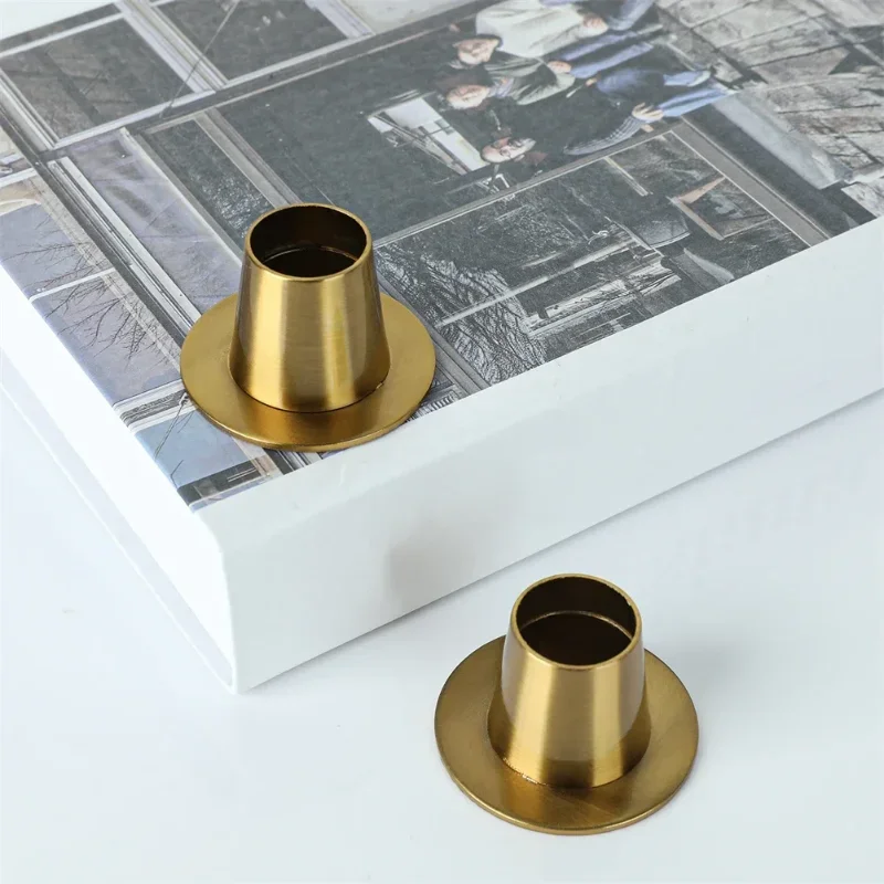 1pcs Gold/Black Metal Candle Holders Taper Candlestick 5cm Column Plate Minimalist Vintage Decor Dinner Table Wedding Party