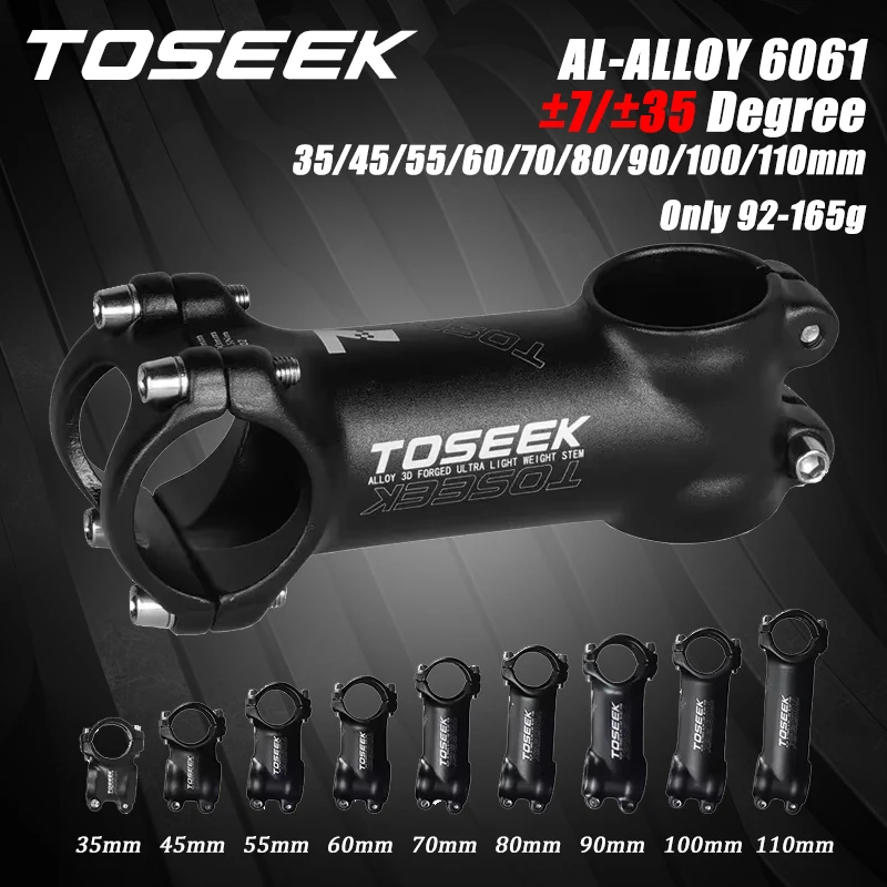 TOSEEK Bicycle Stem ±7/±35 Degree 35/45/55/60/70/80/90/100/110mm MTB Stems 31.8mm Negative Power Mtb Lightweight Road Bike Table