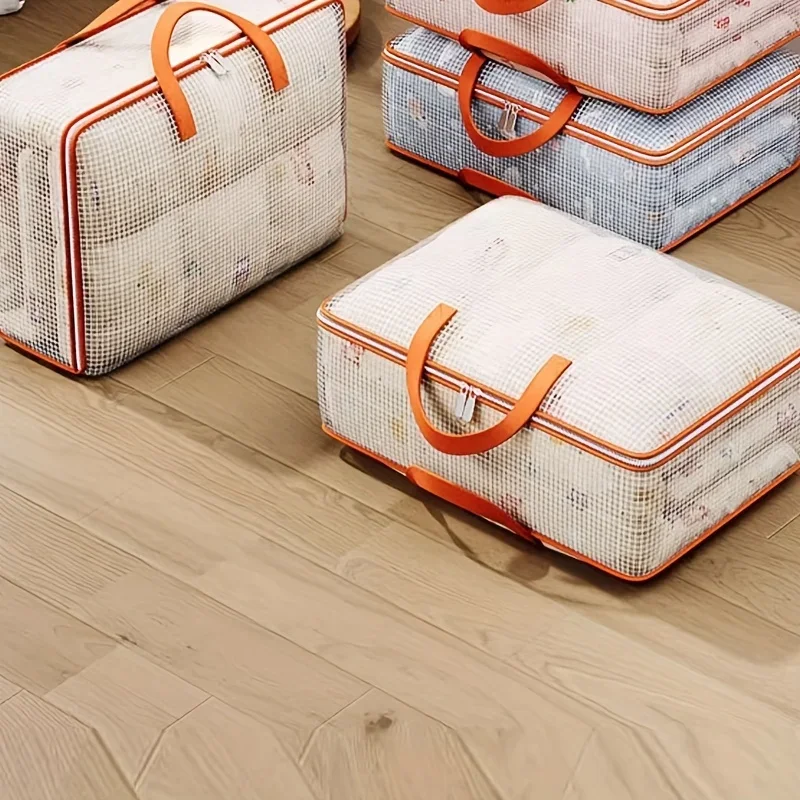 Large Capacity Transparent PVC Mesh Storage Bag - Suitable for Clothing, Bedding, Moving, Durable Multifunctional Storage Bag