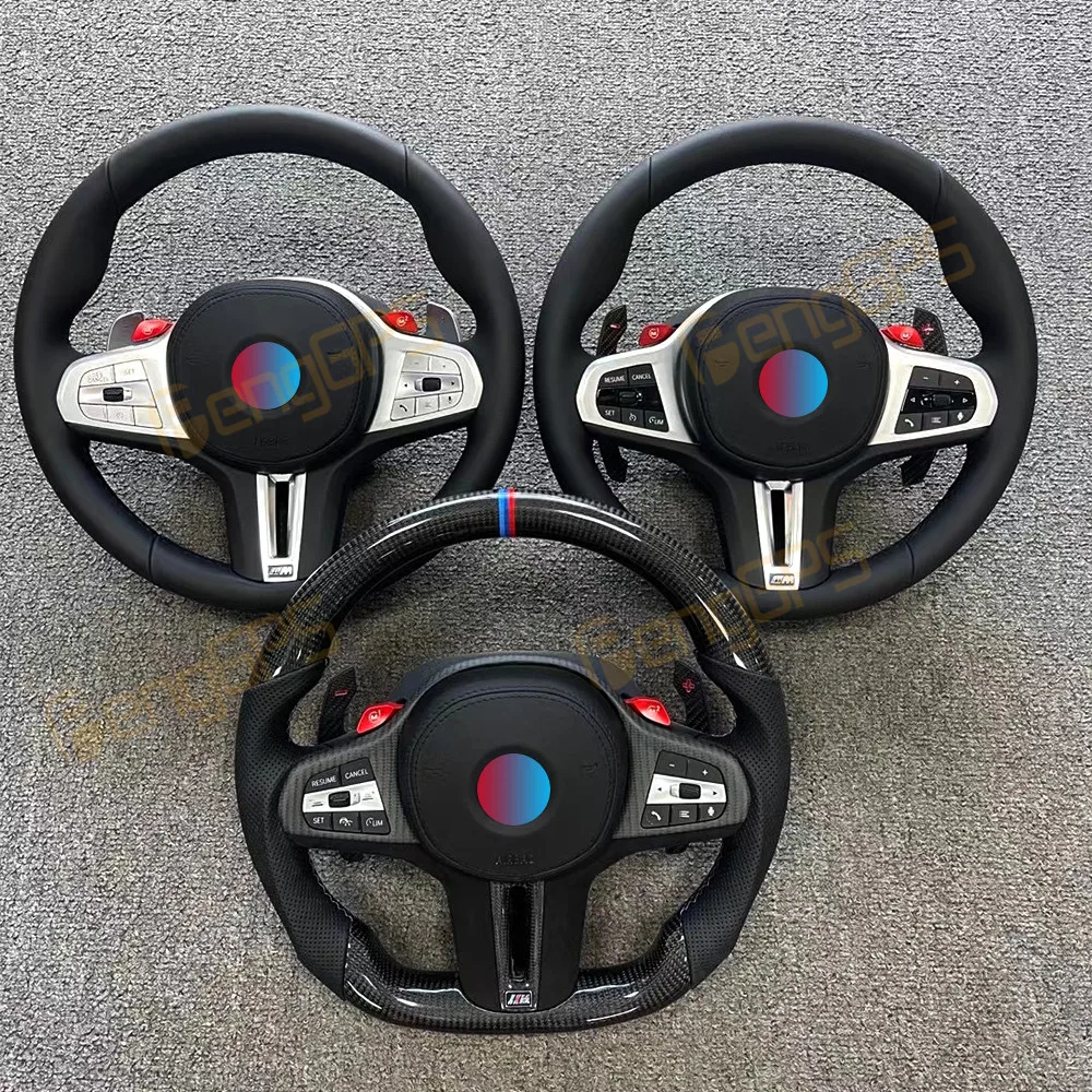 

Carbon Fiber Suede Steering Wheel Fit For BMW Auto Shift LED Lights Flash Genuine Leather Steering Wheel Support Customized