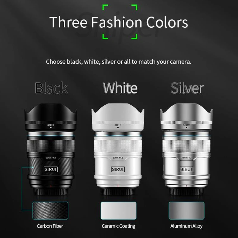 Sirui 23Mm 33Mm 56Mm F1.2 Aps-C Obiettivo Con Messa A Fuoco Automatica Rapida Per Fotocamere Sony E Fuji X Nikon Z Mount
