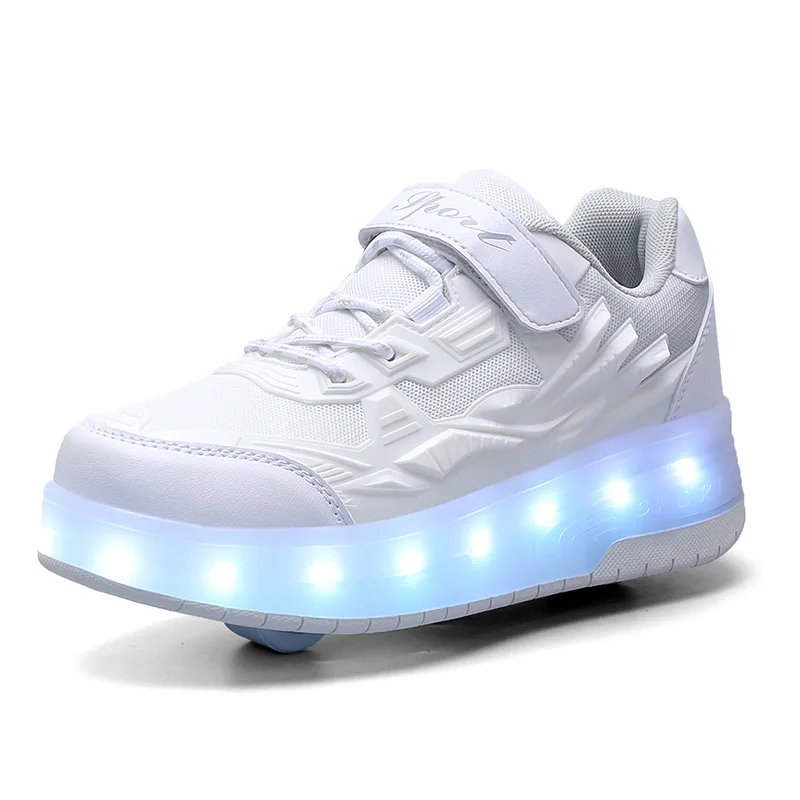 

Kid Wheels Shoes Roller Skate Shoes 2 Wheels Child Deform Sneakers Outdoor Sport Deformation Parkour Runaway Boy Girl Youth Gift