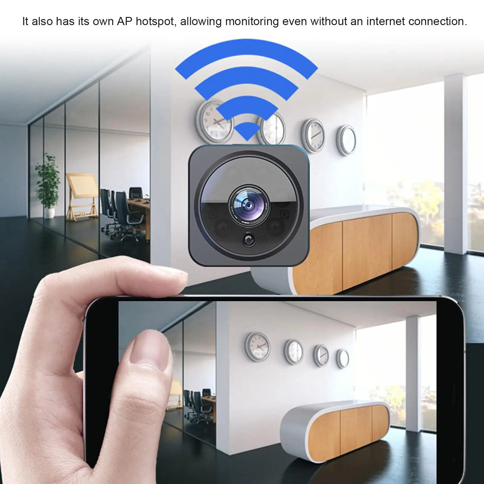 Wireless Security Camera with Motion Detection, 2-Way Audio, Magnetic Mount, 500mAh Battery & 32GB Card, 2.4GHz WiFi