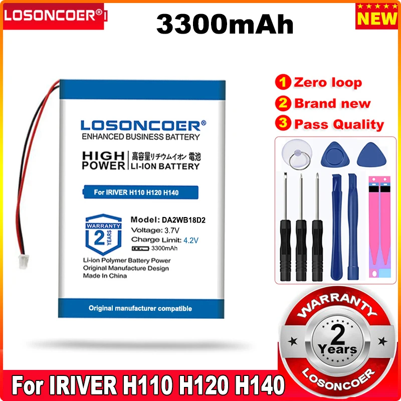 

LOSONCOER 3300mAh Battery For IRIVER H110 H120 H140 H320 H340 Player DA2WB18D2 PMPIRH1 DA2W