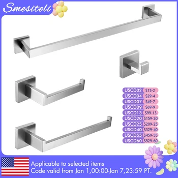 ชุดอุปกรณ์ห้องน้ำแปรงเหล็ก Robe Hook ผ้าเช็ดตัวราวชั้นวางกระดาษทิชชูผู้ถือแปรงสีฟันผู้ถืออุปกรณ์ห้องน้ำ 1