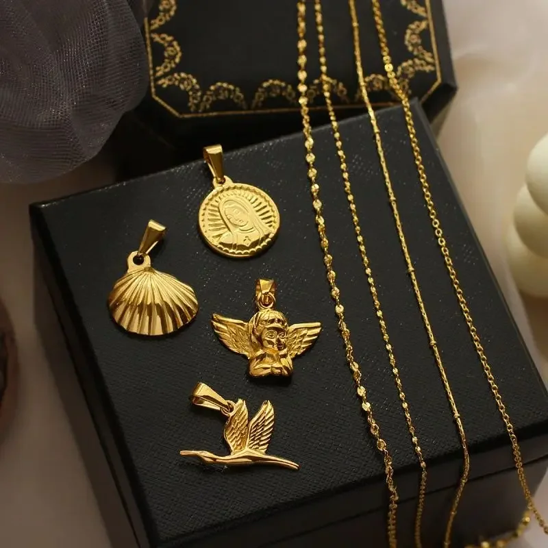 

RHYSONG Mixed Simple Style Waterwave Bamboo Box Bead O Link Chain Gold Stainless Steel Base Necklace For Women Jewelry 45cm 50cm