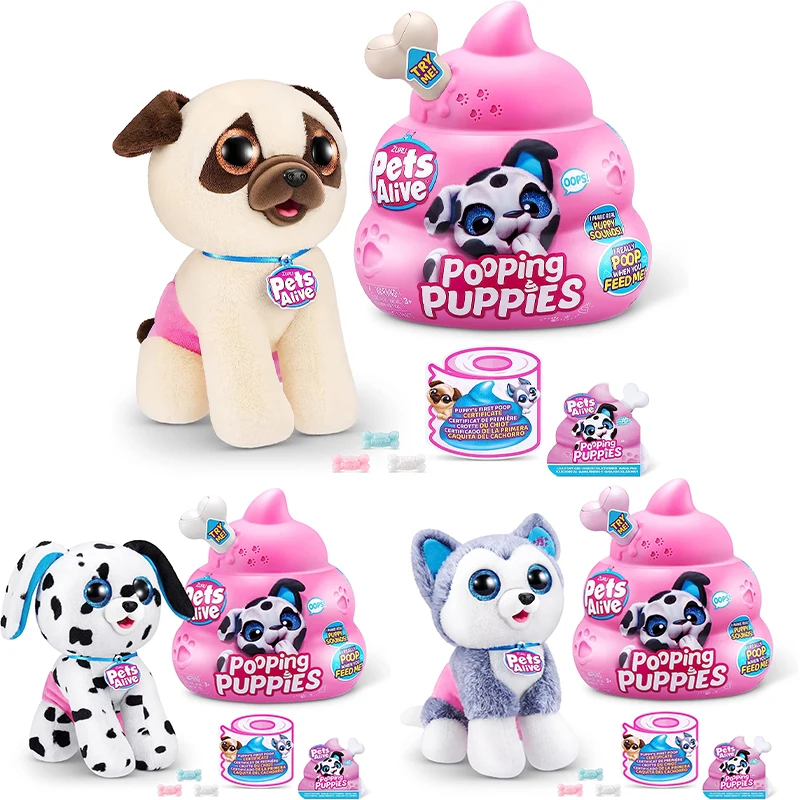 

Original Zuru Pets Alive Pooping Puppies Interactive Toy Electronic Pets Soft Plushies Surprise Puppy Animals Plush Girl Toys