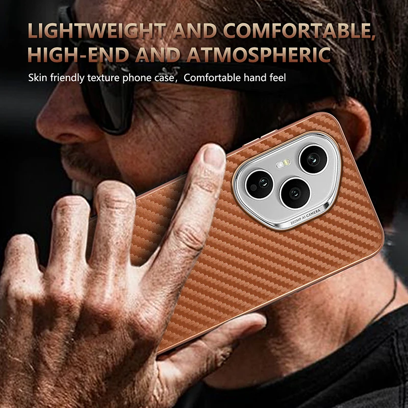 Luxury PU Plating Carbon Fiber Protective Back Cover