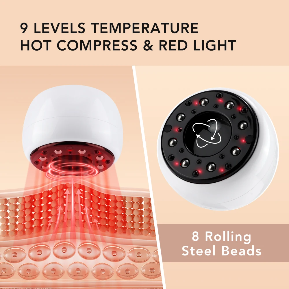 Handheld Electric Guasha Scraping Massage 9 Gears Cupping Body Massager Vacuum Cans Suction Cup Heating Anti-cellulite Massager