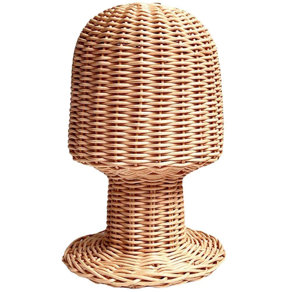 

Wig Stand Rattan Mannequin Head Holder Display Showcase Hat Cap Hair Wig Display Holder Shaper Inner Support Handmade Wicker