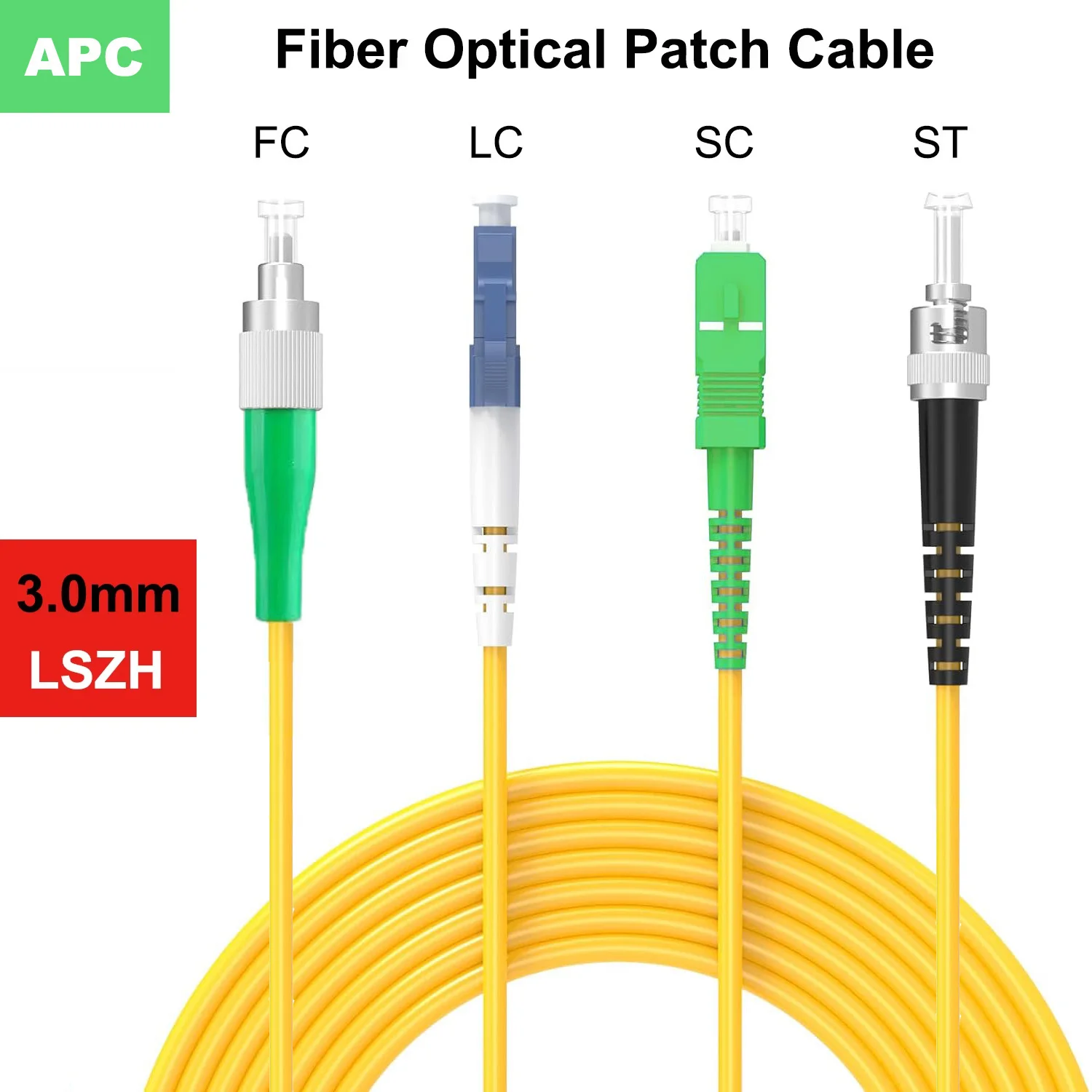 LC/SC/FC/ST APC/UPC 광섬유 패치 케이블 단일 모드 심플렉스 3.0mm 9/125um LSZH OS2 광섬유 코드 1m/3m/5m/10/15m/30m