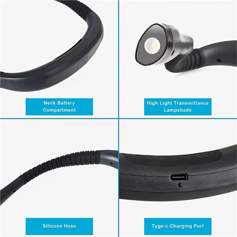 ضوء كتاب القراءة للرقبة للقراءة في السرير، قابل لل...