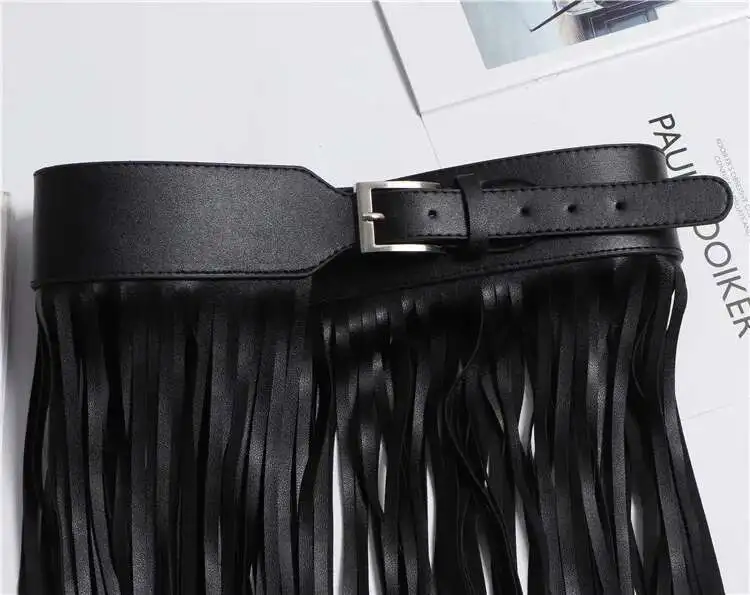 LANMREM Basics PU Leather Skirt Women Belt Black Color High Street Decoration Full Tassels Skirts Female New Fashion 2DC1326 21 S7676cfb563dc4322b058777e5282ca8d3