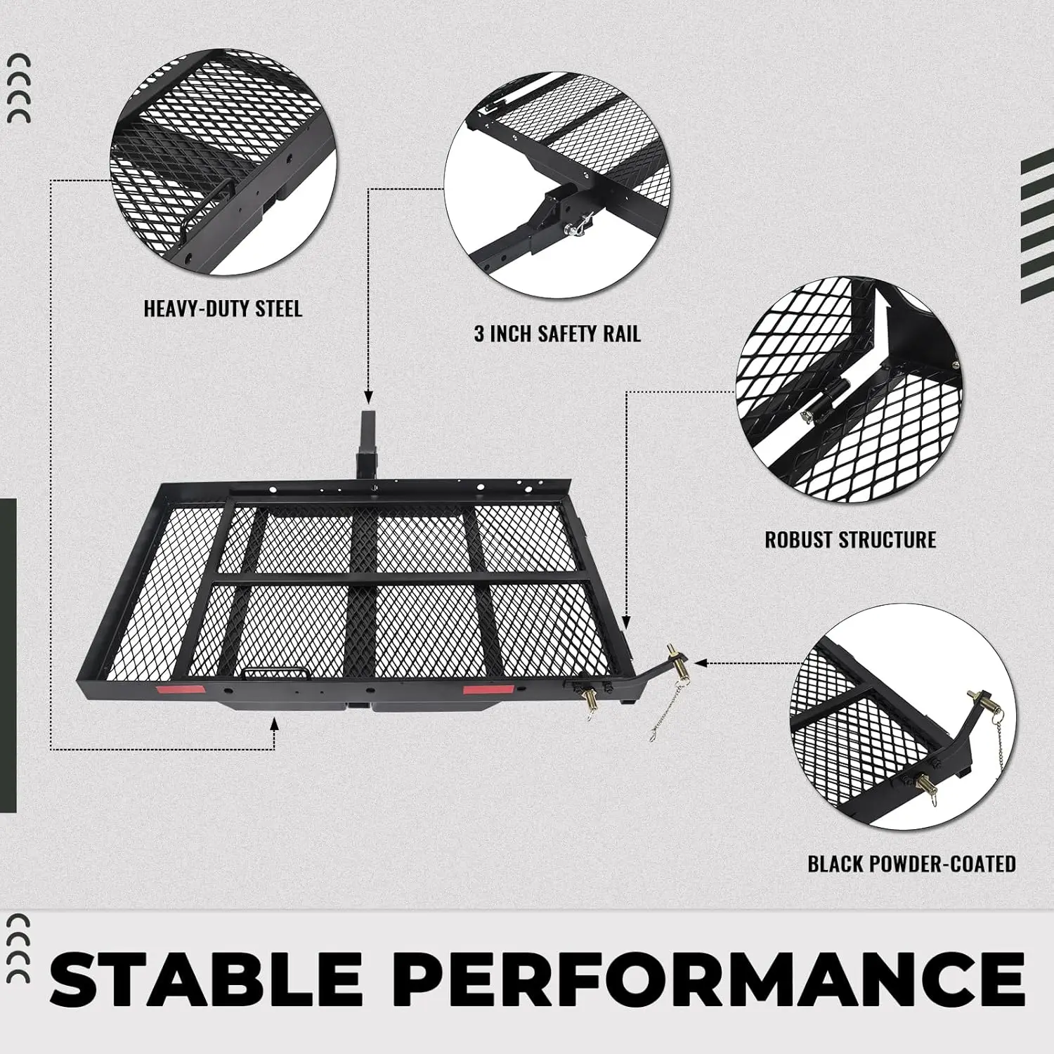 Trailer Hitch Folding Mobility Scooter Carrier Rack Luggage Basket Lift Rack Loading Ramp Wheelchair Carrier Mount Steel