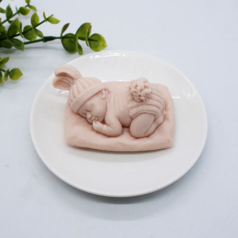3D Baby Sleeping Shape Silicone Mold Kitchen DIY Fondant Cake Baking Chocolate Mold Handmade Soap Candle Plaster Resin Clay Tool