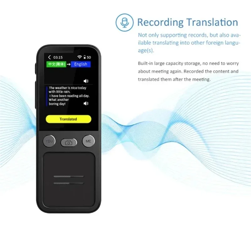 T16 AI Voice Real Time Translator Machine 138 Multi Online Languages Voice Record 3.1 Inch Big Screen Portable Offline Tradutor