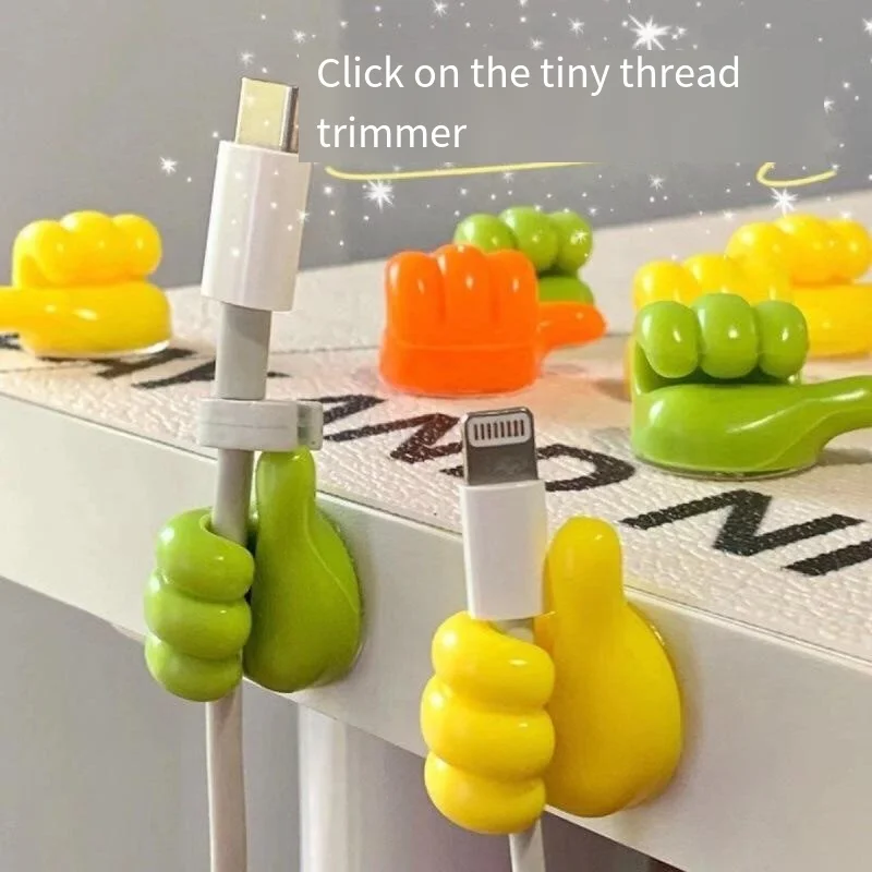 

Thumb hook hub creative cute data cable storage fixed cable organizer no trace no punch sticky hook