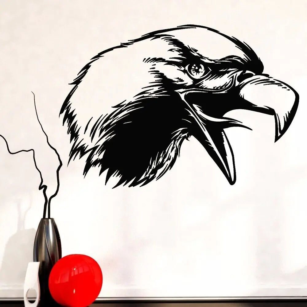 Raven Head Wall Stickers Living Room Art Decor Bird Crow Gothic Symbol Style Vinyl Wall Decal Teen Room Home Decorativo Z312