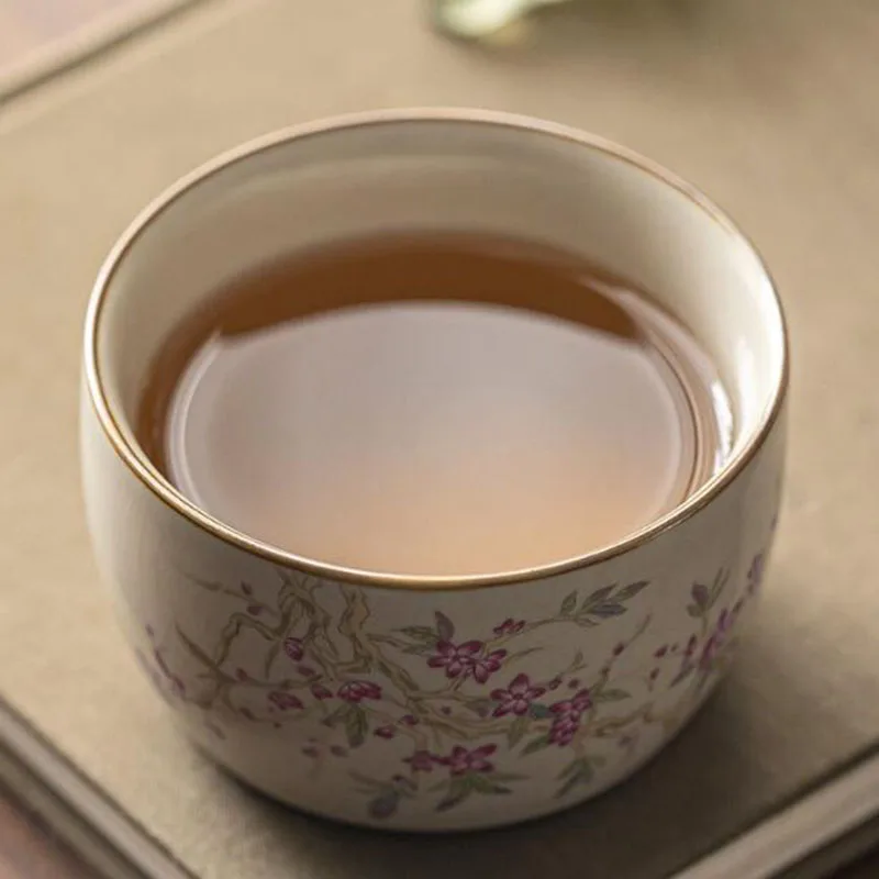 Ruyao Floral Pattern Ice Crack Sancai Gaiwan Porcelain Kungfu Tea Cup Household Tea Infuser Bowl Kitchen Teaware