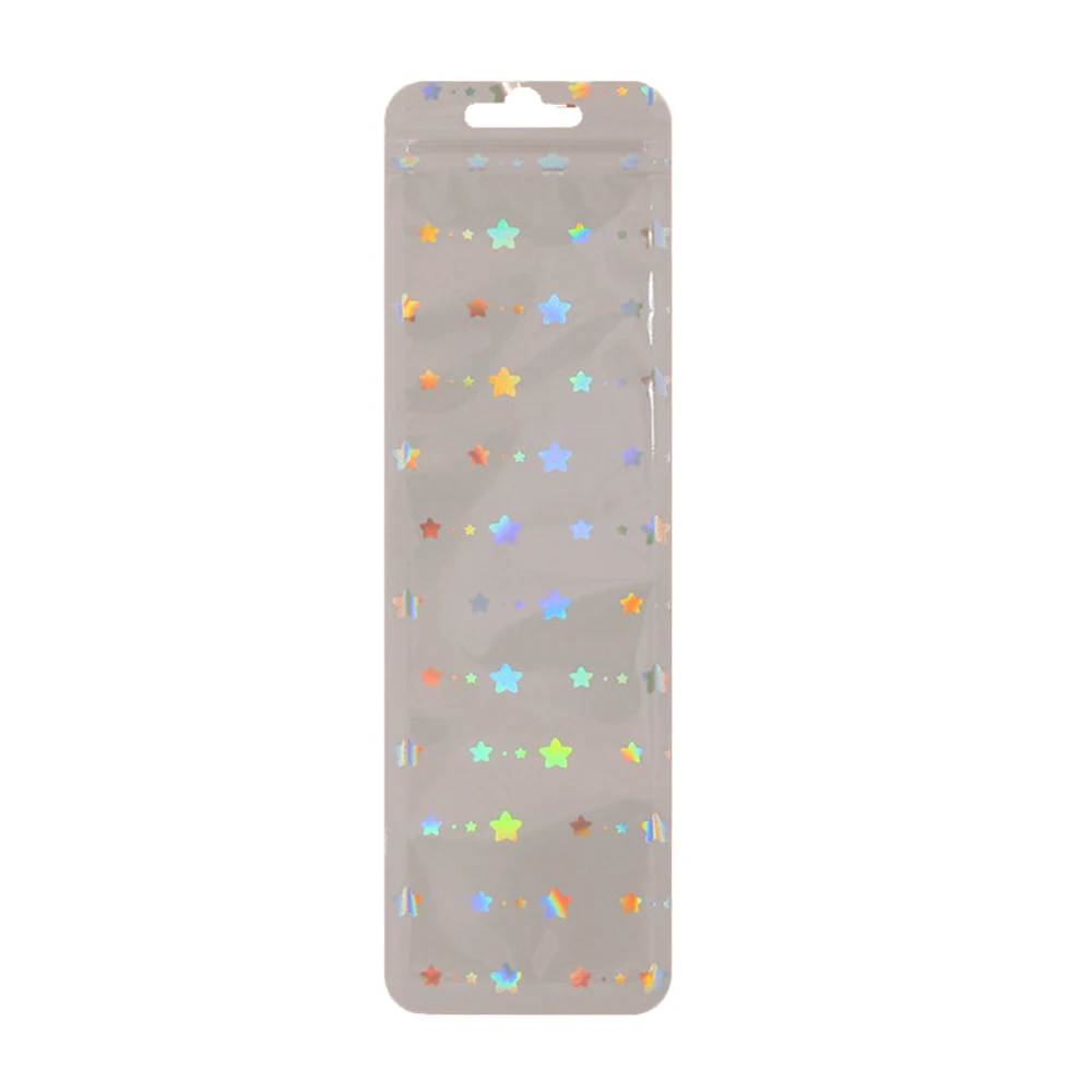 50 Stück 6,5 x 22 cm lange holografische Laserbeutel mit Reißverschluss, Aufbewahrungsbeutel für Halskette, Schmuck, Lipgloss, kleine Unternehmen, Verpackung – Detail 8