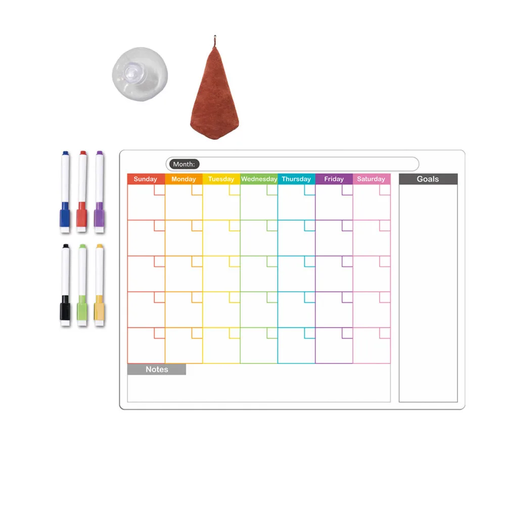 

Erasable Magnetic Calendar & Memo Set for Refrigerator Clear PVC Whiteboard Sticker Quick Drying Markers Easy Erase and Reuse