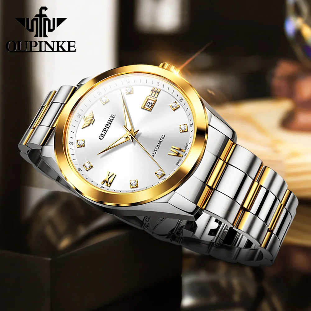 OUPINKE 3199 Real Diamond Men's Watches Swiss Certificated Automatic Mechanical Man Watch High-end Luxury Brand Original Watches