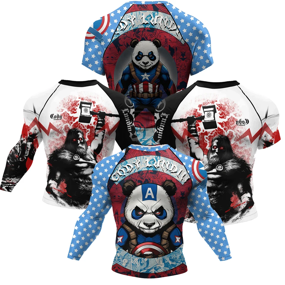 Jiu Jitsu Rash Guard T-shirt Pant Sets Bjj Muay Thai Shorts MMA Compression Boxing Jerseys Sports Apparel Mens Women