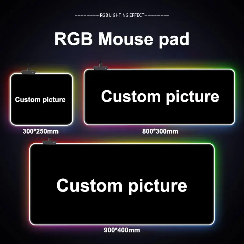 Diy Grande Mouse Pad Personalizado Led Rgb Mousepad Preto Tapete do Mouse Computador Portátil Gamer Almofada Acessórios para Jogos de Mesa Grande Xxl
