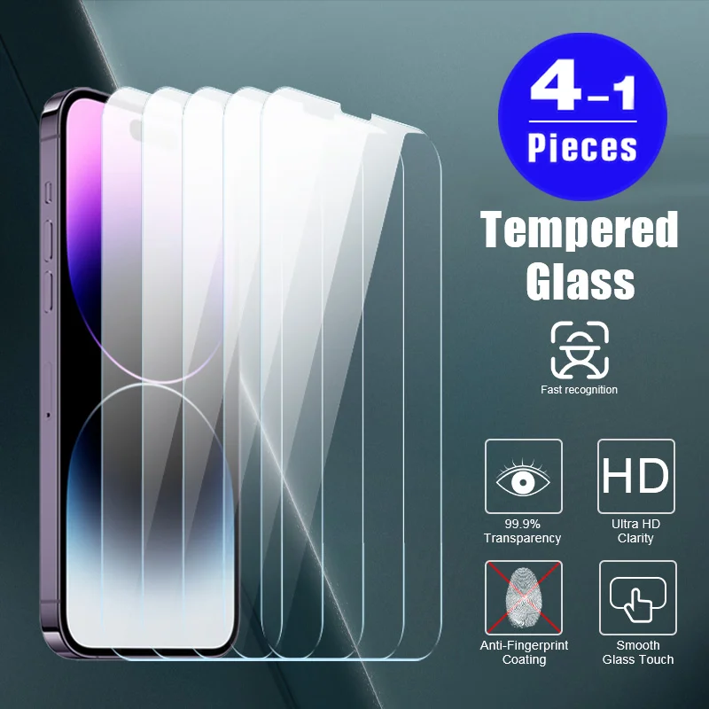 

4/3/2/1Pcs tempered glass protective film for iphone 15 Pro Max 14 Plus 13 Pro screen protector for iphone 12 Mini 11 XR XS X