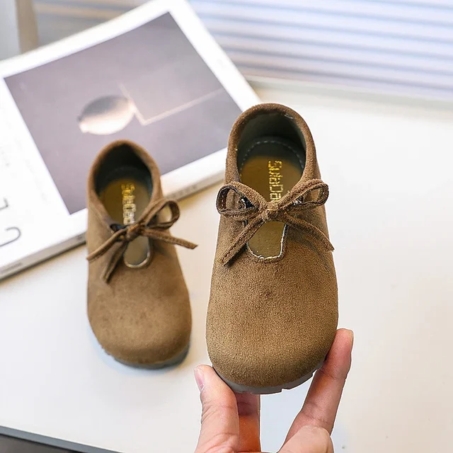 الأطفال المتسكعون الضحلة Bowknot الفتيات حذاء مسطح موضة الصغار تنوعا الأخفاف ربيع الخريف السببية الاطفال حذاء من الجلد 3