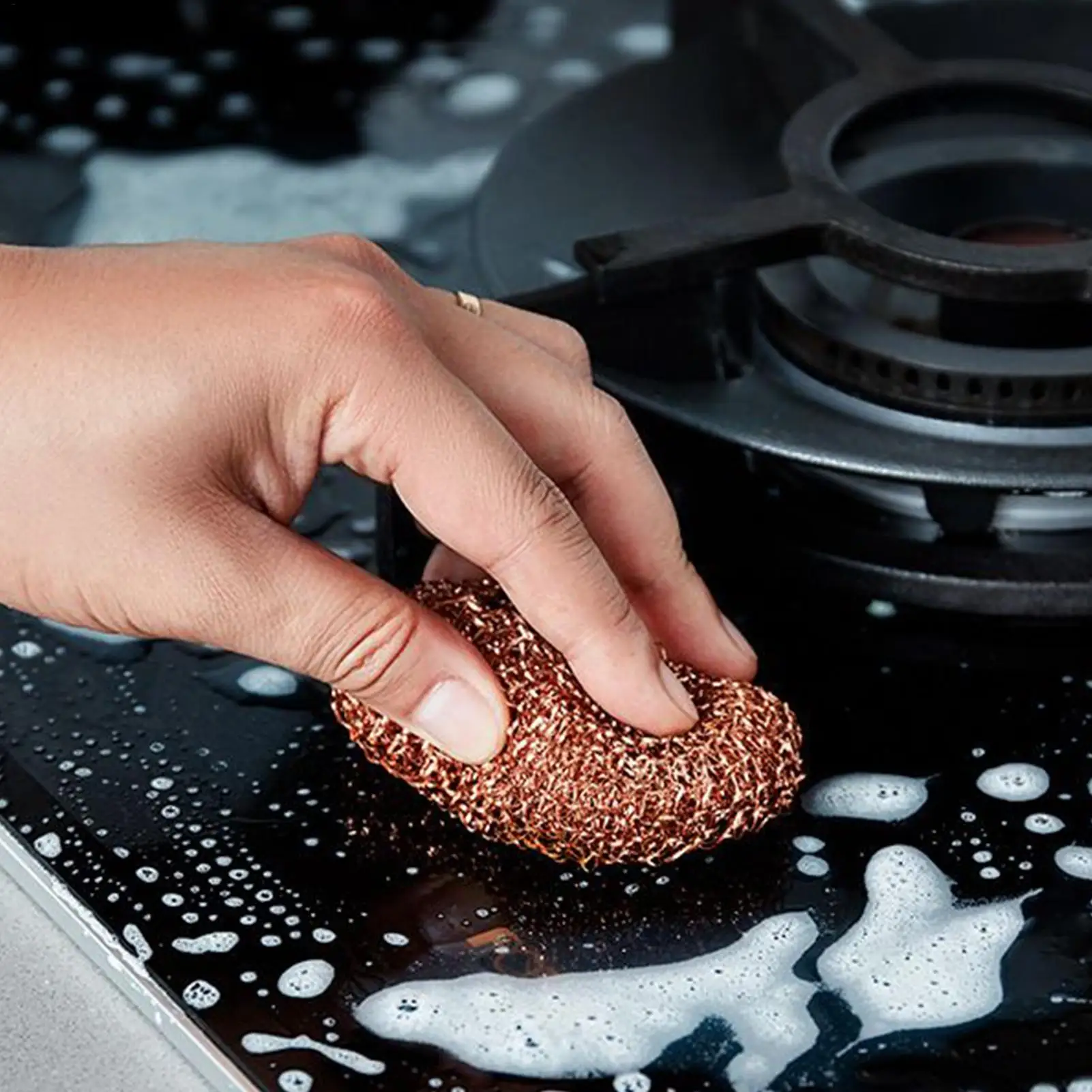 2Pcs Dishwashing Brush Dish Cleaning Brush Kitchen Scrub Pads Copper Wire Pot Scrubbers Cleaning Supplies Dishwashing Sponge