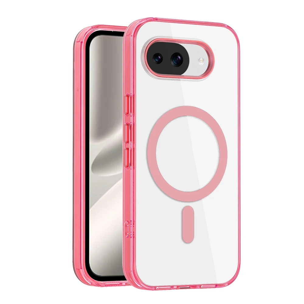 Luxury Clear Acrylic Magnetic Case with Wireless Charging and Shockproof Bumper Cover