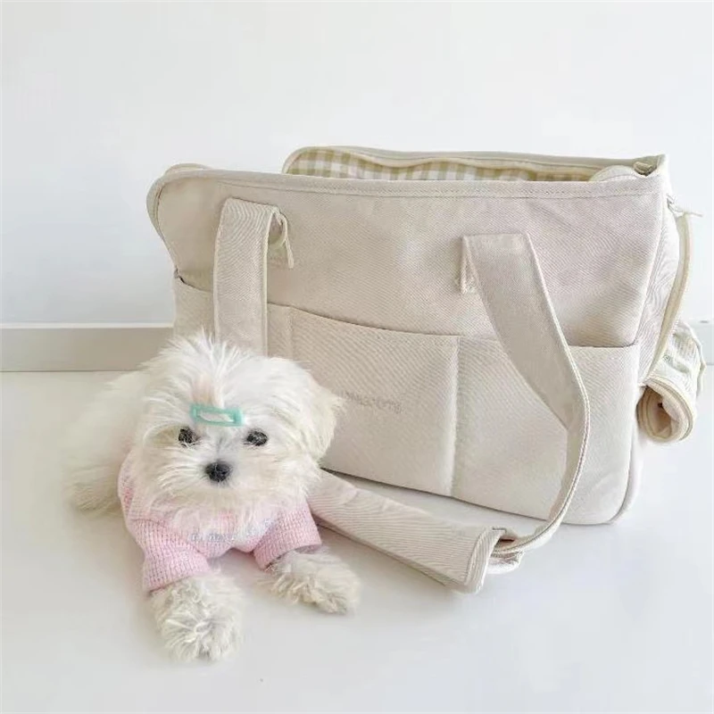 

INS Puppy Dog Bag Portable Pet Carrier Bag One-shoulder Bag Mat Breathable 5KG Load Without Mat Dog Outing Bag Takeaway Bag