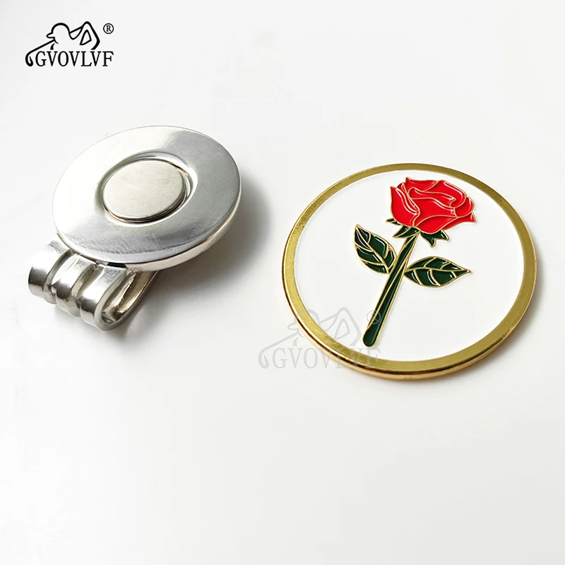 골프 모자 클립 로즈 마커, 마그네틱 골프 공 모자 벨트, 가방 캡 마커 클립 부착, 골프 애호가, 여자 아내 선물