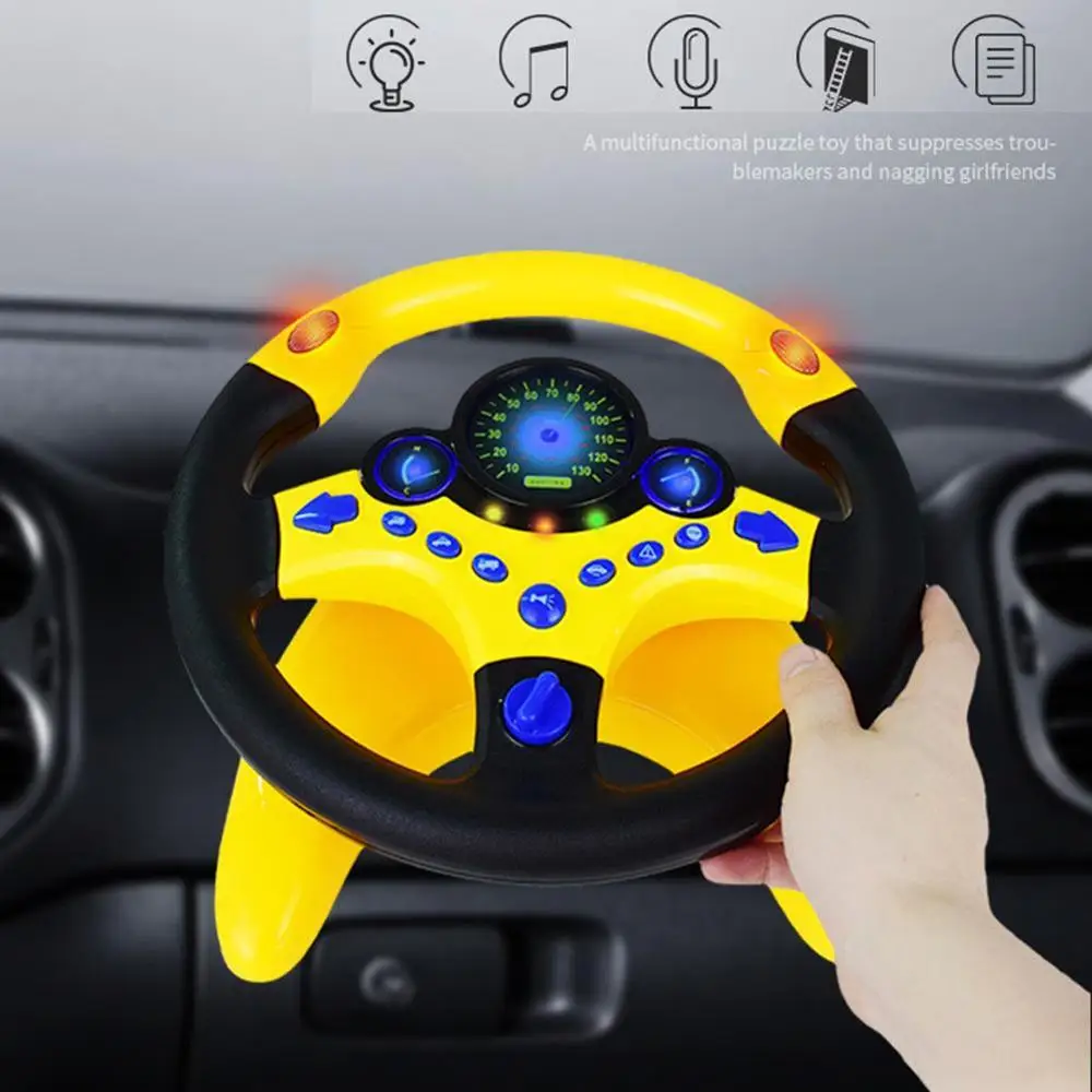 Cute Children Steering Wheel Toy with Light Simulation Driving Sound Music funny Educational Baby Electronic Travel kids toys 2