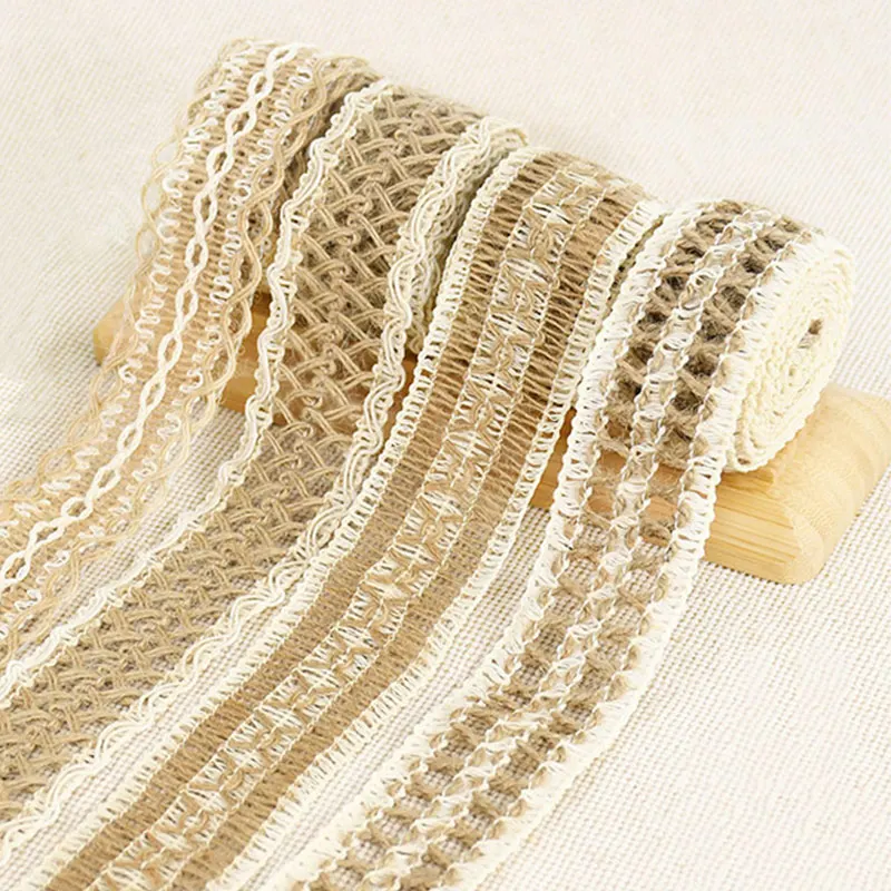 Jute Burlap Ribbon 2 Inch 2 Meter Pack 4 Craft Lace For DIY Project Gift  Wrap