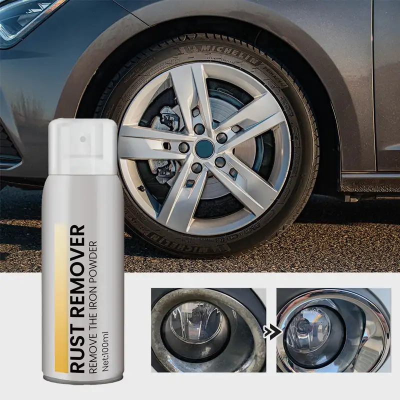 Rust Remover Spray 100ml for Car Metal Components Automotive Wheel Rim Metal Wash Cleaning Parts Maintenance