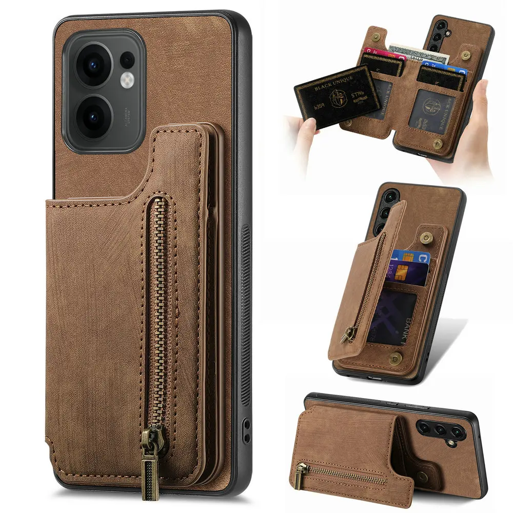 Elegant Zipper Leather Phone Case with Magnetic Closure - Luxury Cover