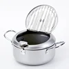 Small Deep Fryer with Thermometer and Drain Rack Non-stick Deep Fryer for French Fries Fish and Chicken 1