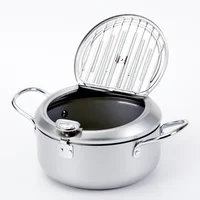 Small Deep Fryer with Thermometer and Drain Rack Non-stick Deep Fryer for French Fries Fish and Chicken 1