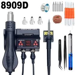 8909D SMD Rework Soldering Station Hot Air Soldering Iron LCD Digital Display Welding Station For Cell-Phone Welding Repair Tool