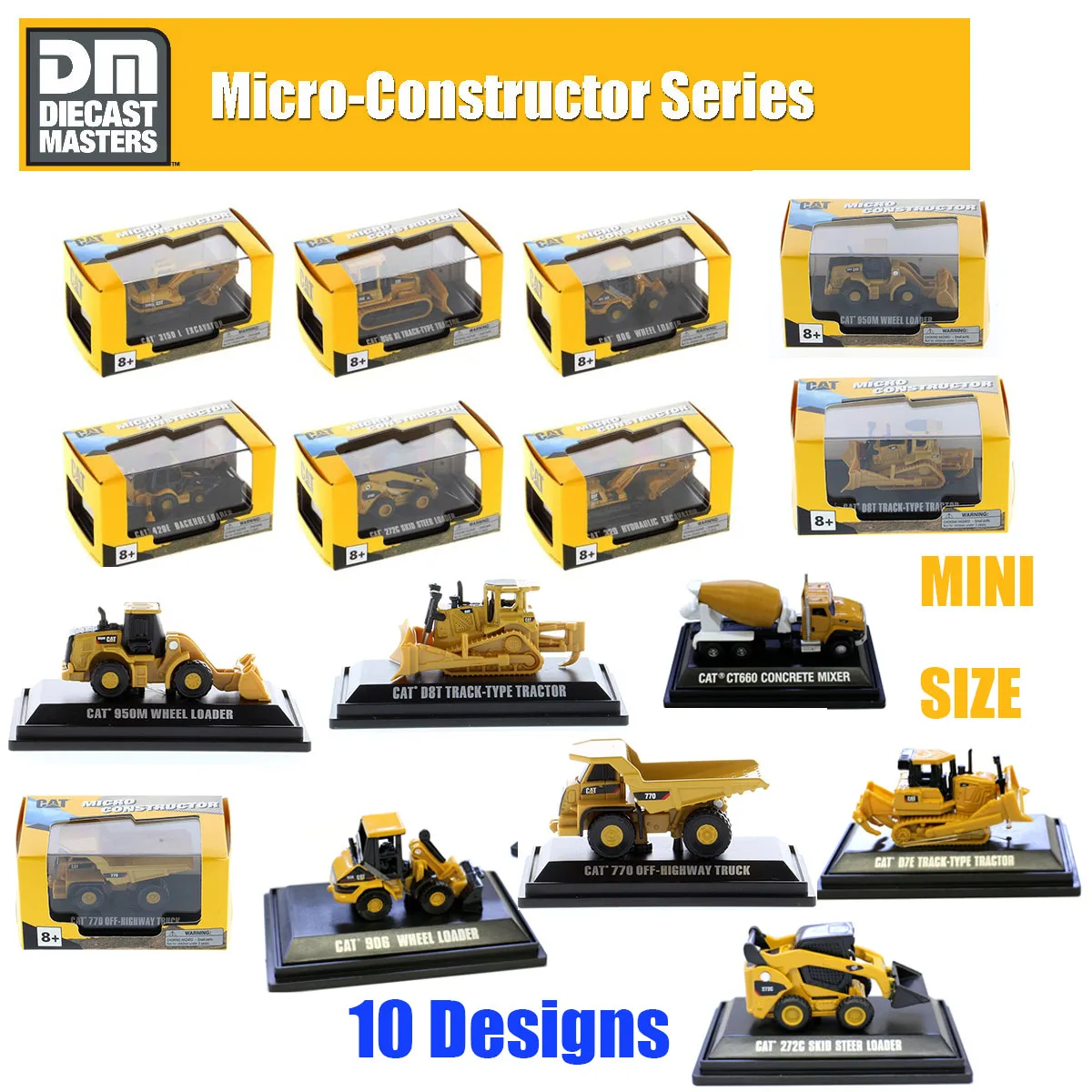 CAT MINI Size 1/150 Scale Micro Constructor Excavator Loader Tractor 10pcs/set CASE Diecast Vehicles For collection gift