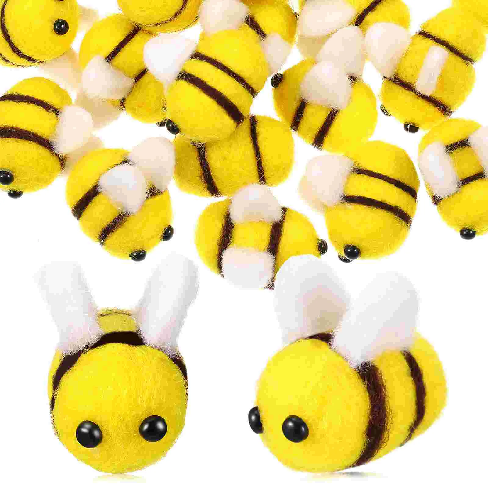 

24 Pcs Felt Bee Charms Wool Bees Suite Flatback Embellishments Balls for Crafts
